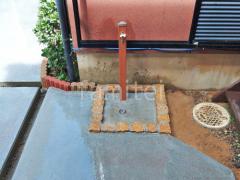 立水栓 ユニソン スプレスタンド ピンコロ囲い水受け(パン) 土間モルタル仕上げ 洗い場